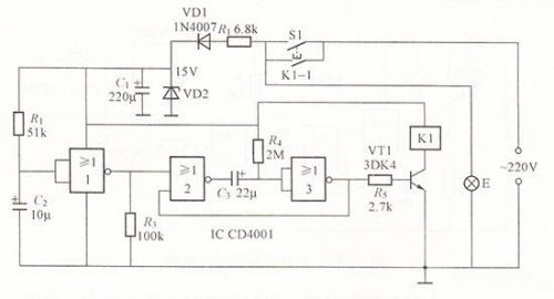 照明定時(shí)器電路圖